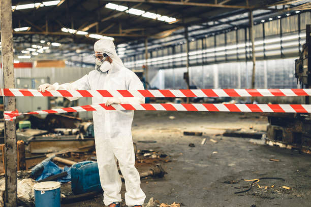 Professional Sewage Cleanup technician working in Salem, IN